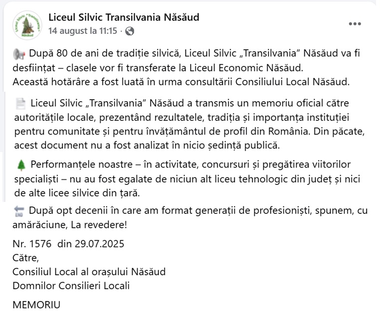 ISJ BN comasari Liceul Silvic Nasaud