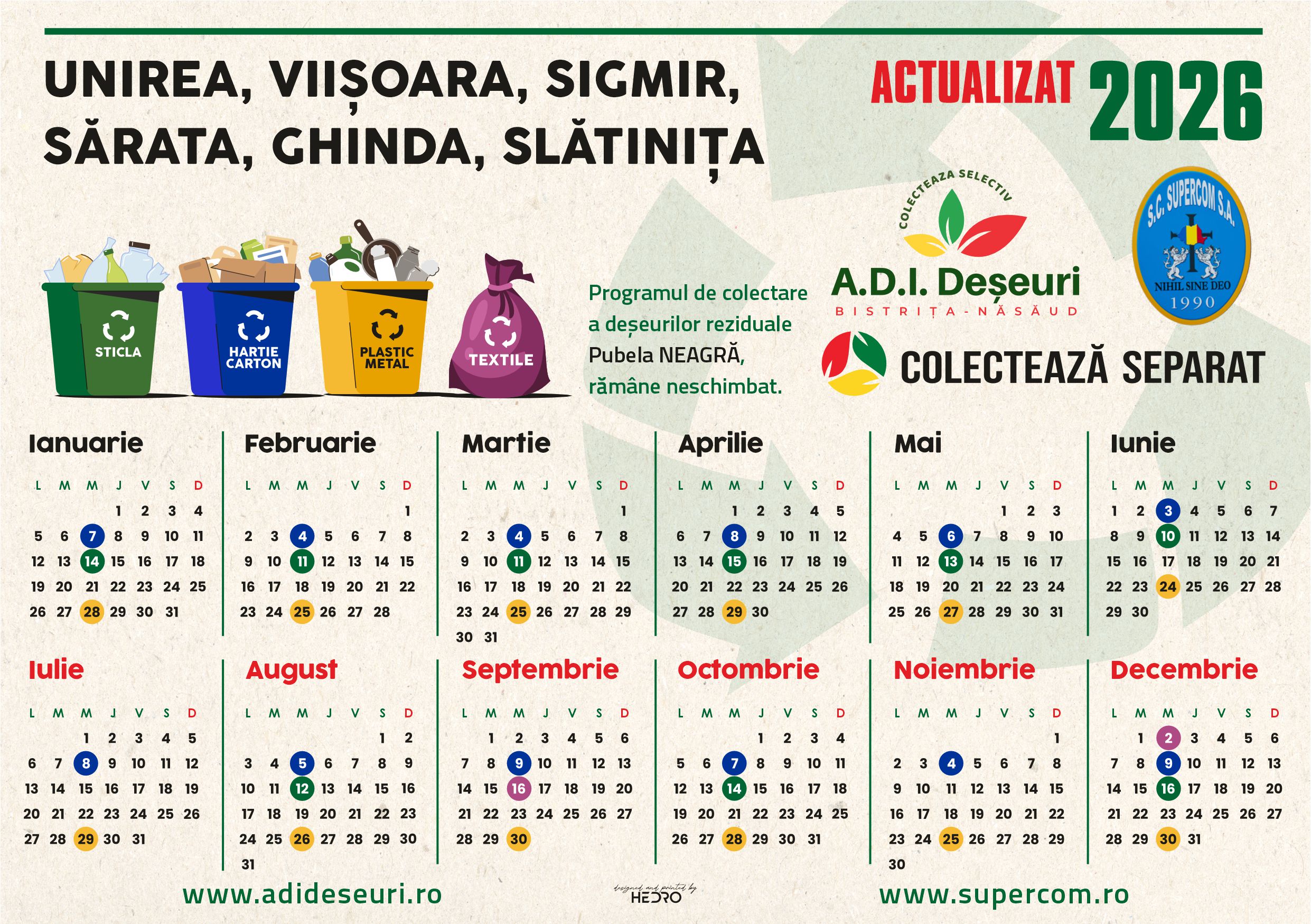 Program colectare AUGUST2026 Cartiere Bistrita
