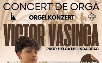 La nici 14 ani, Victor Vasinca susține un recital special la orga legendară a Bisericii Evanghelice din Bistrița